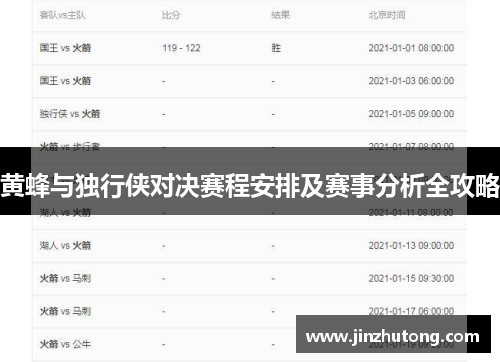黄蜂与独行侠对决赛程安排及赛事分析全攻略